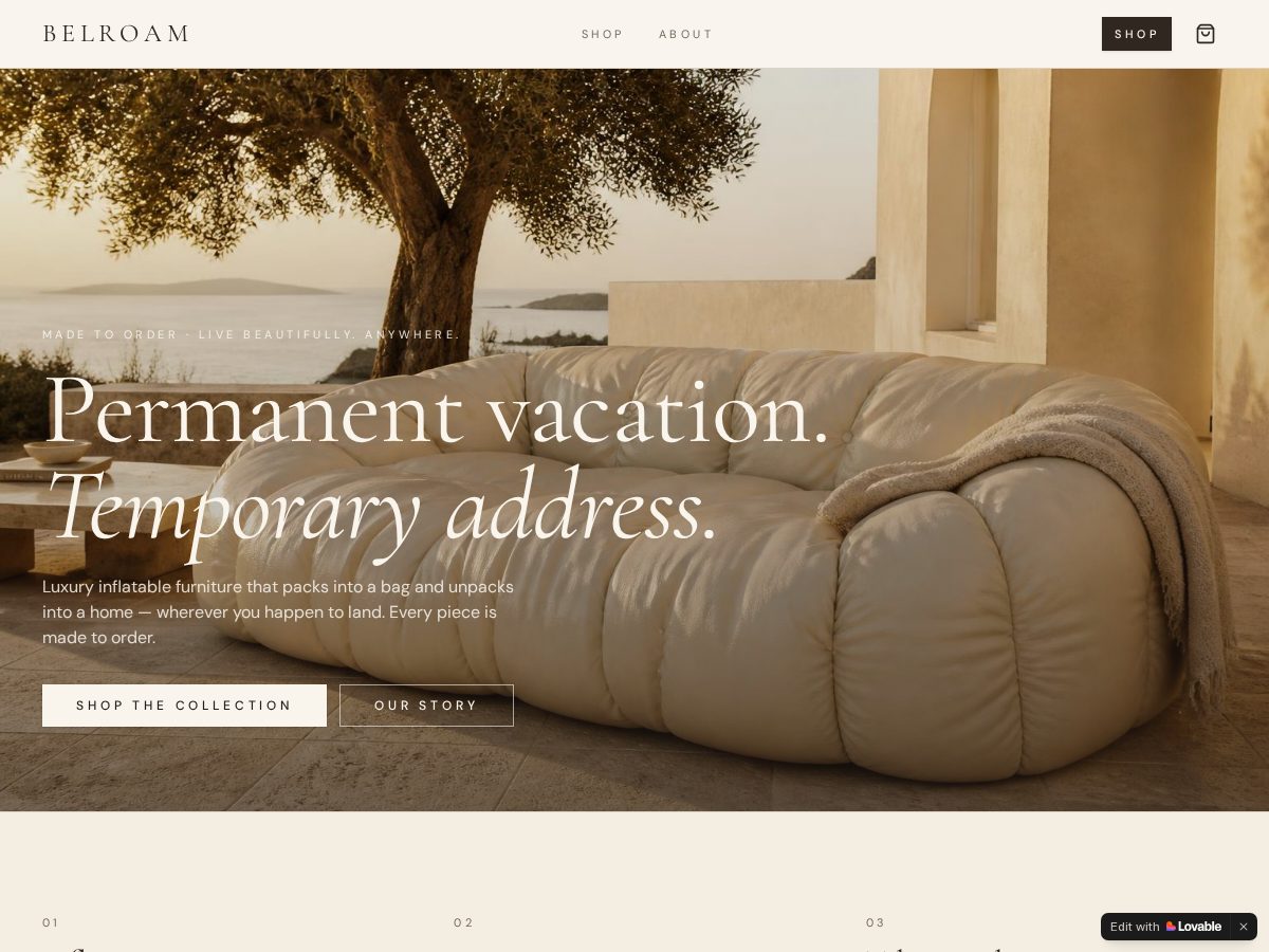 Landing-page snapshot of belroam.shop