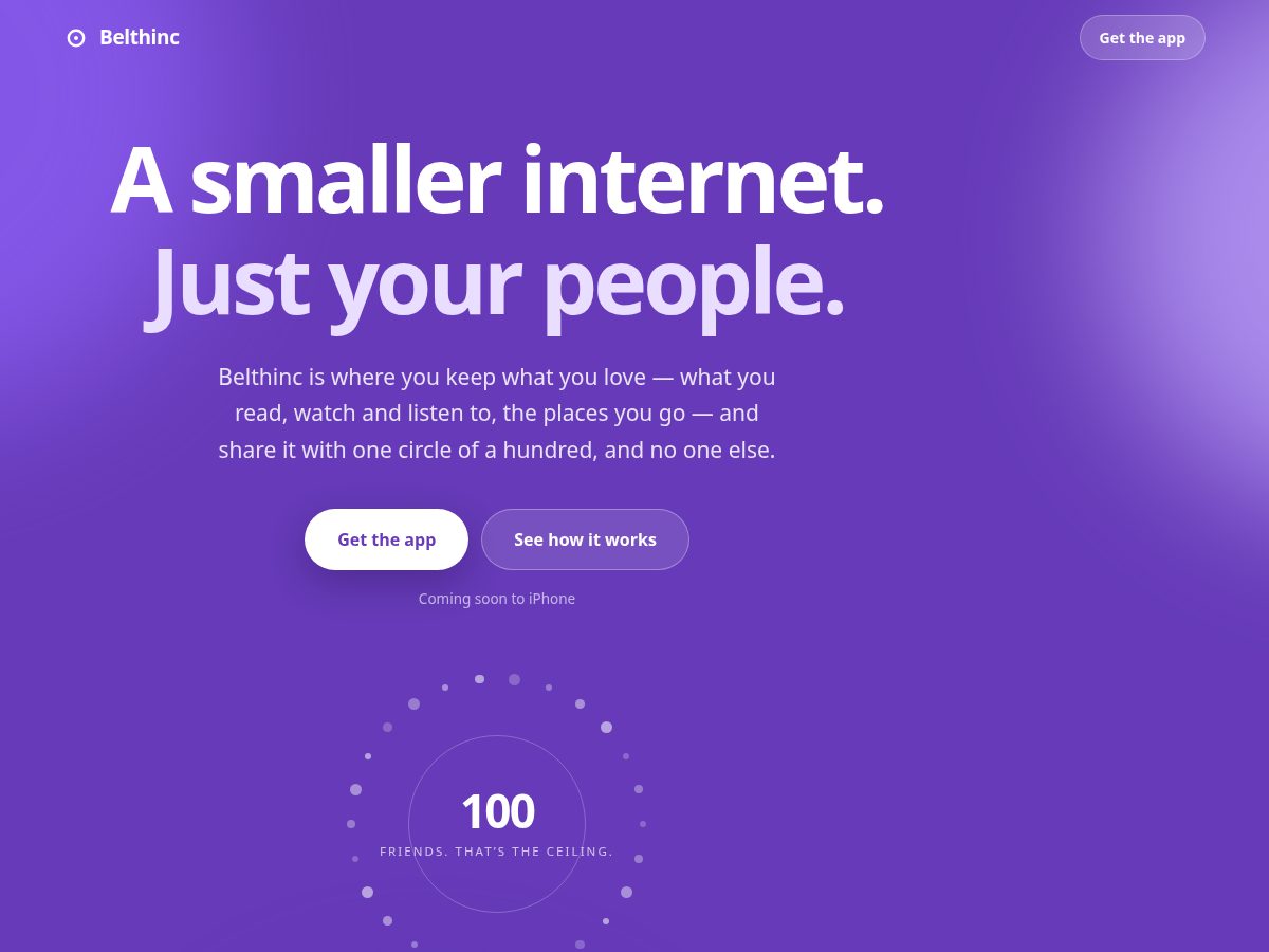 Landing-page snapshot of belthinc.com