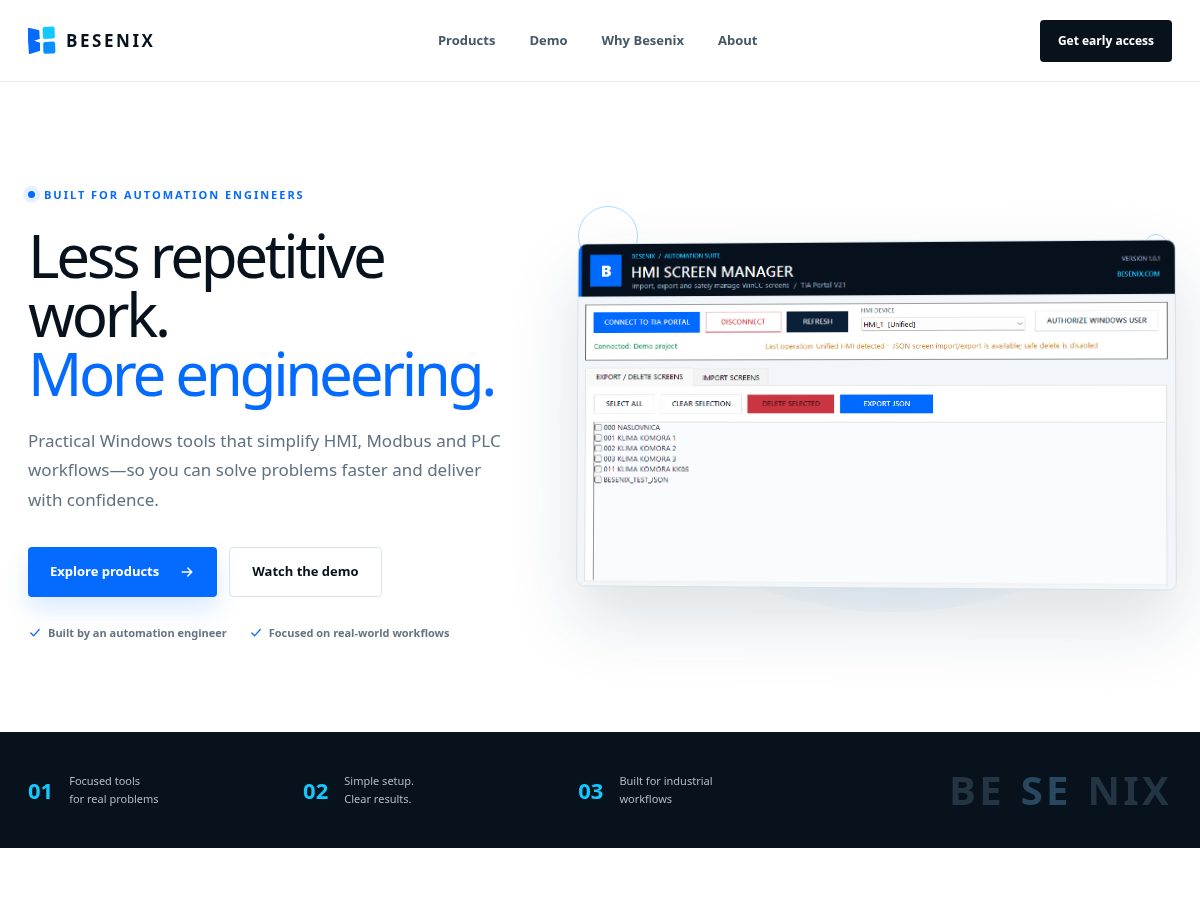 Landing-page snapshot of besenix.com