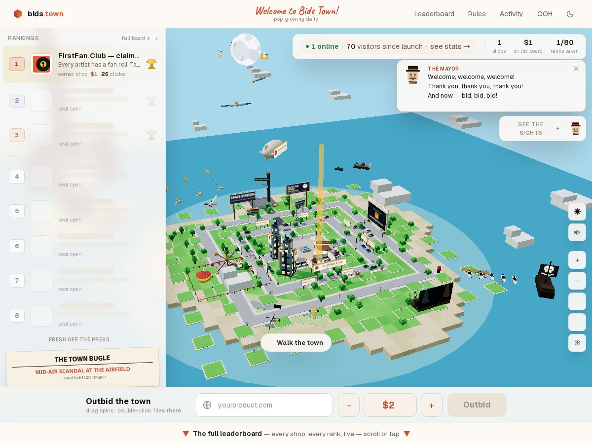 Landing-page snapshot of bids.town