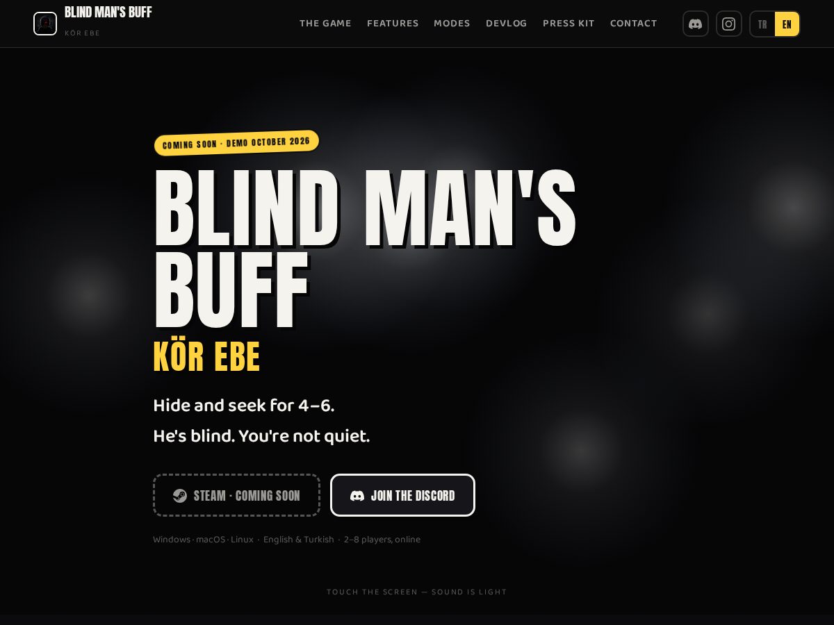 Landing-page snapshot of blindmansbuffgame.com