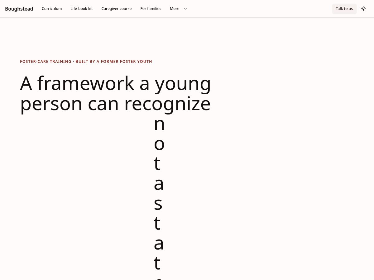 Landing-page snapshot of boughsteadfoundation.org