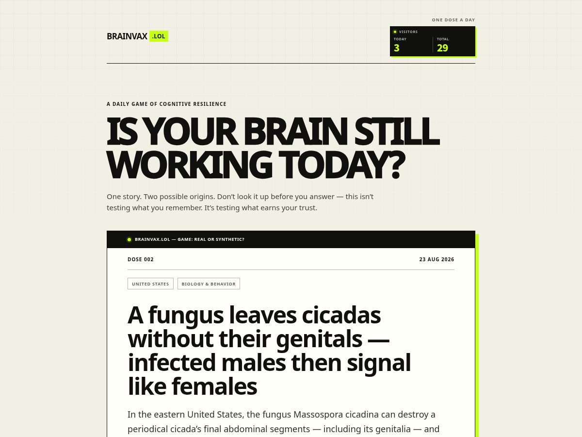 Landing-page snapshot of brainvax.lol