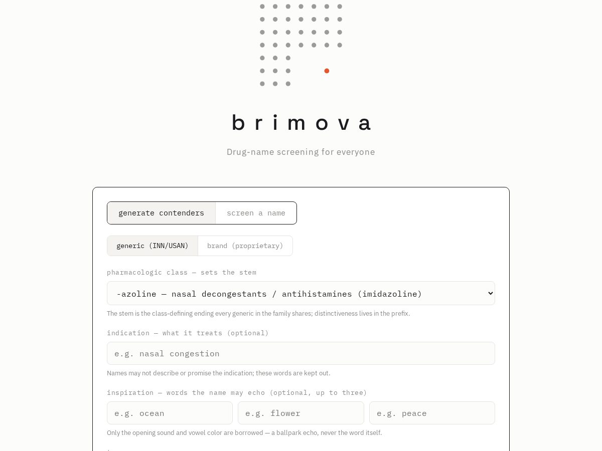 Landing-page snapshot of brimova.org