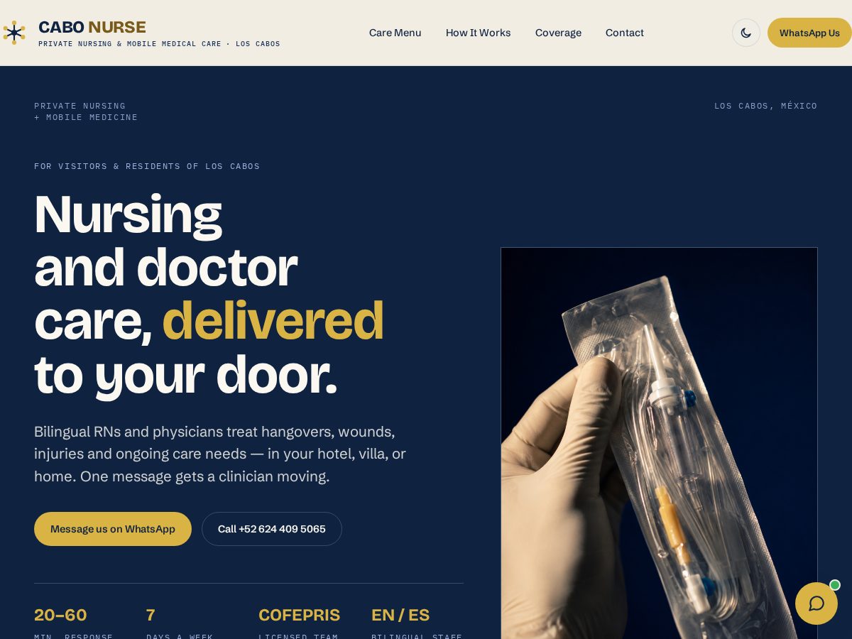 Landing-page snapshot of cabonurse.com
