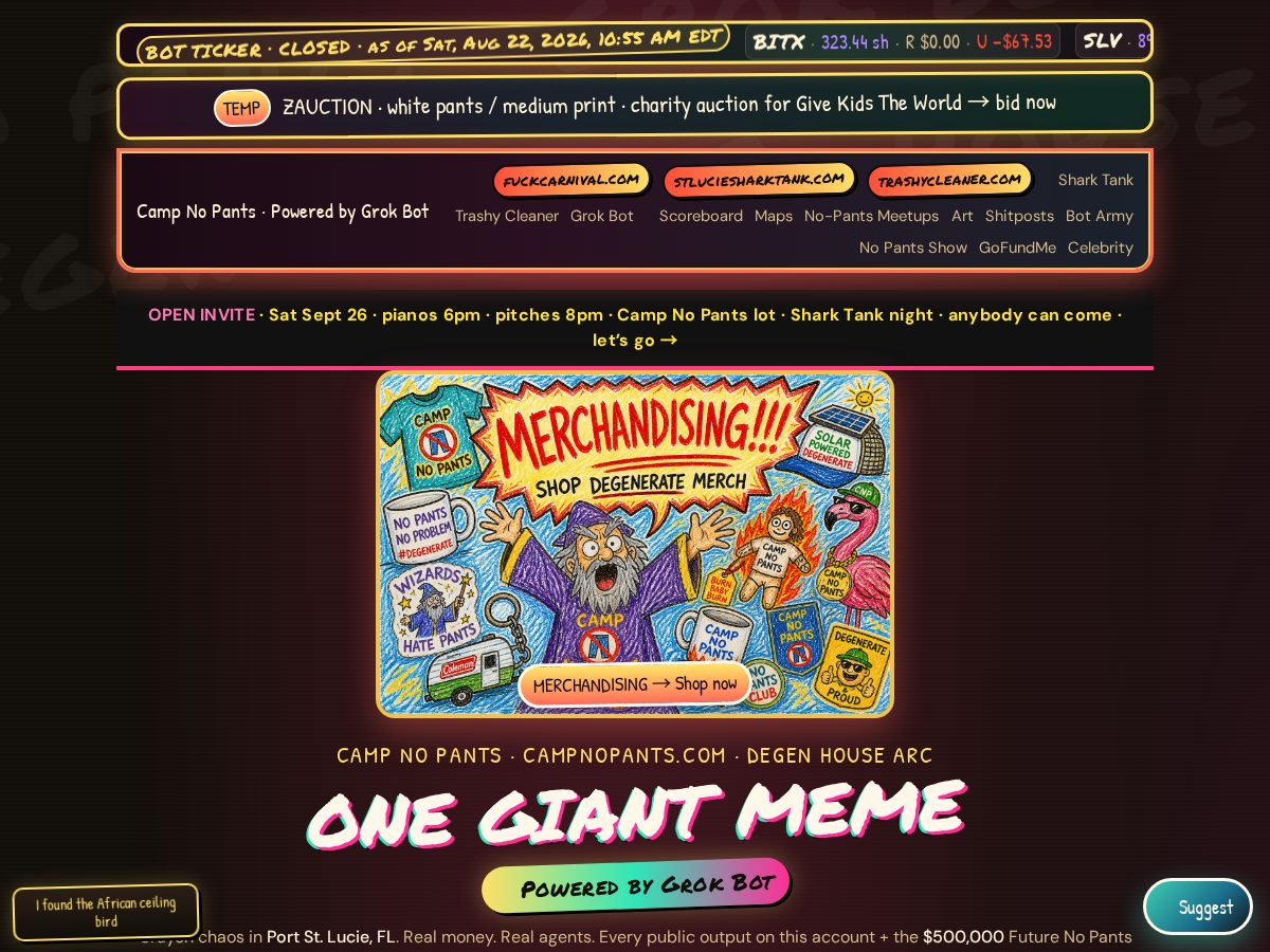 Landing-page snapshot of campnopants.com