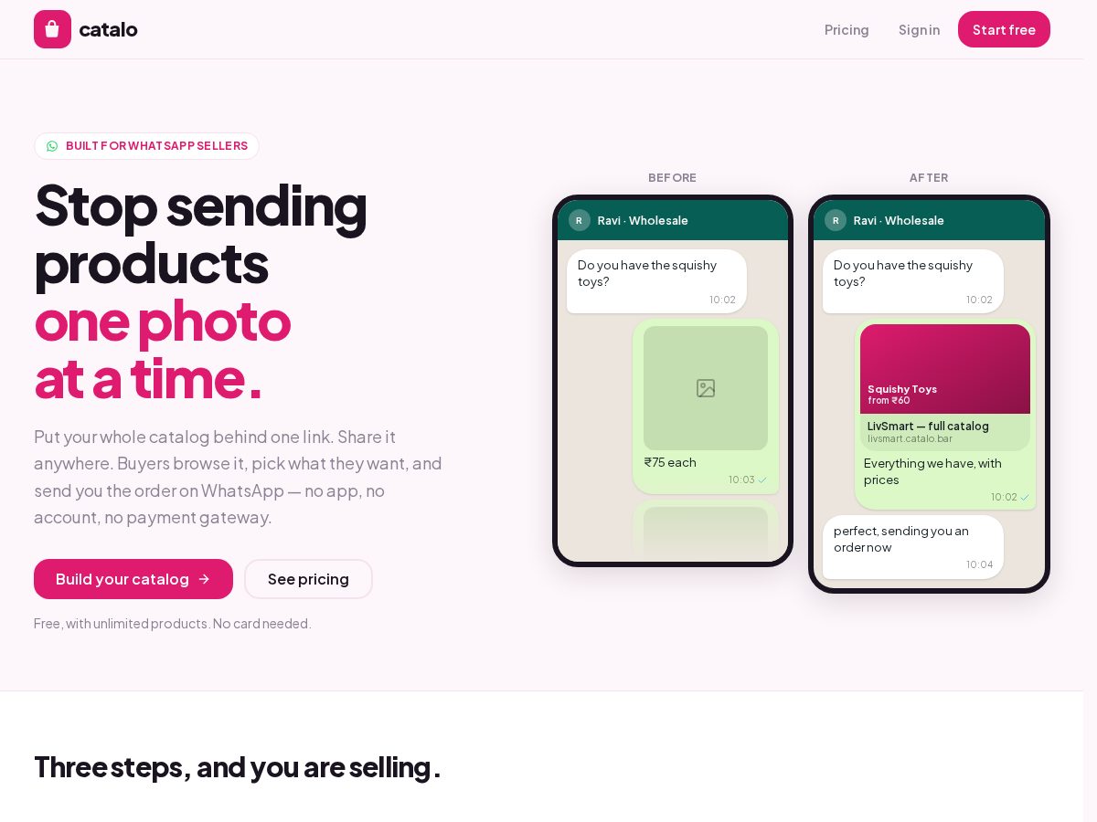 Landing-page snapshot of catalo.bar