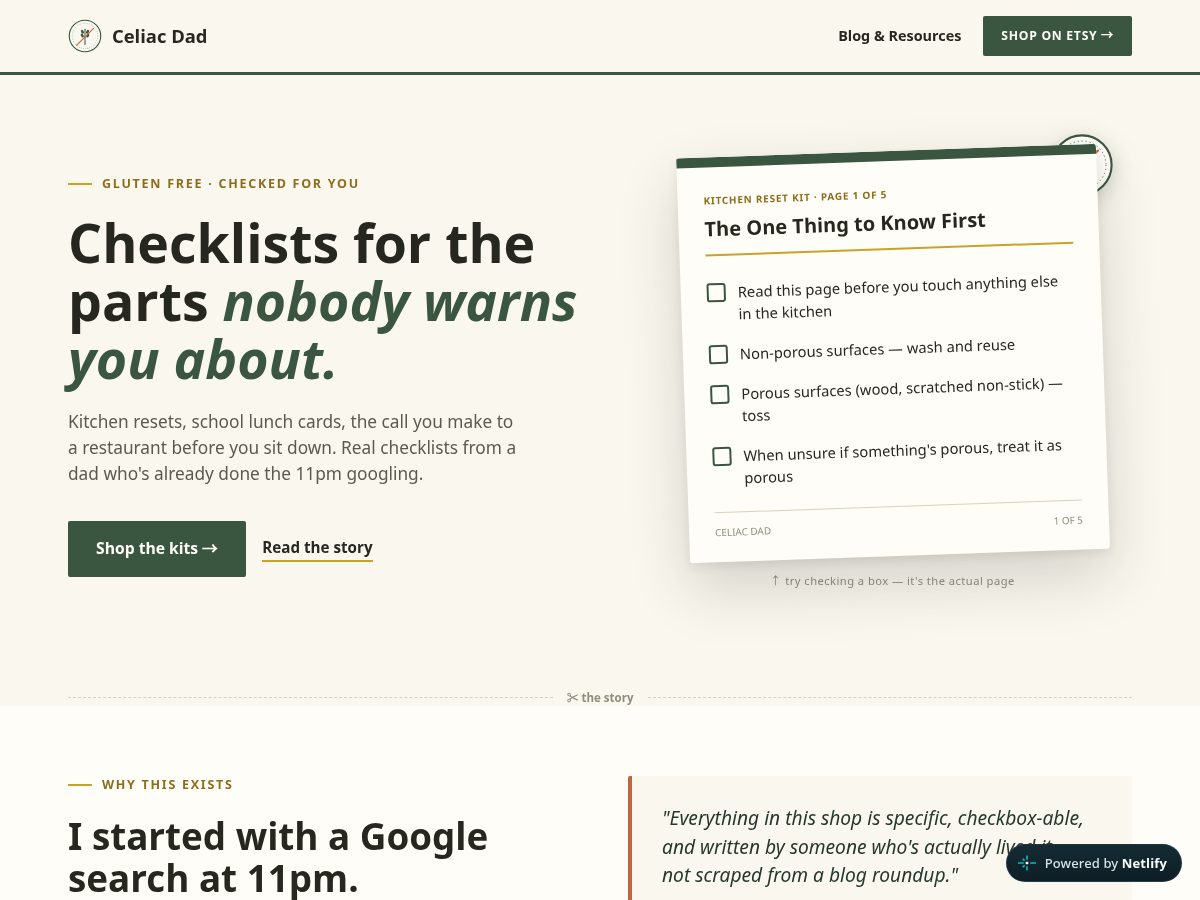 Landing-page snapshot of celiacdad.com