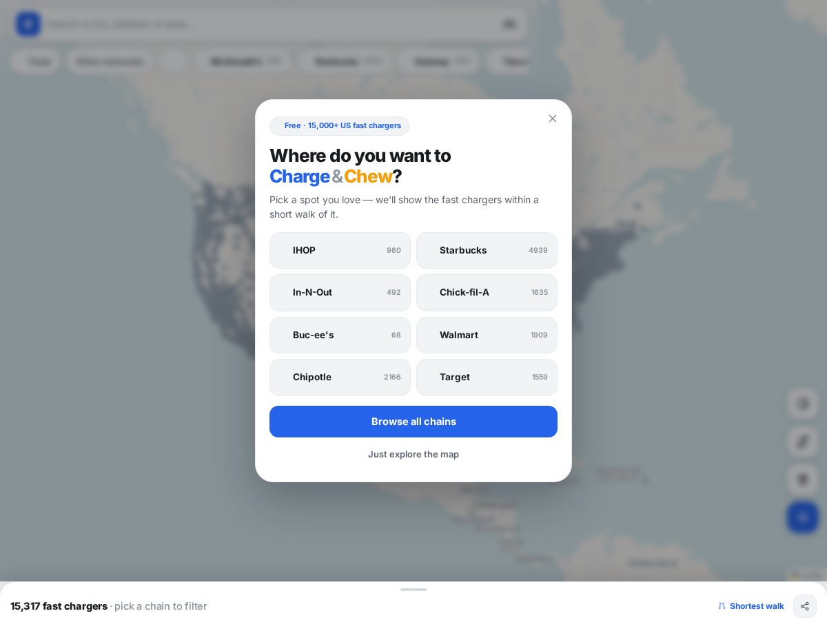 Landing-page snapshot of chargeandchew.com