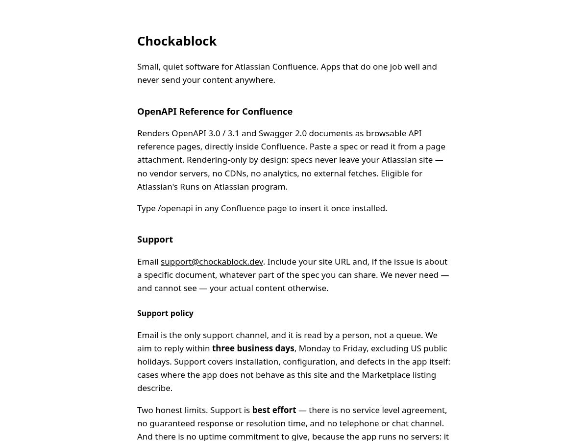 Landing-page snapshot of chockablock.dev