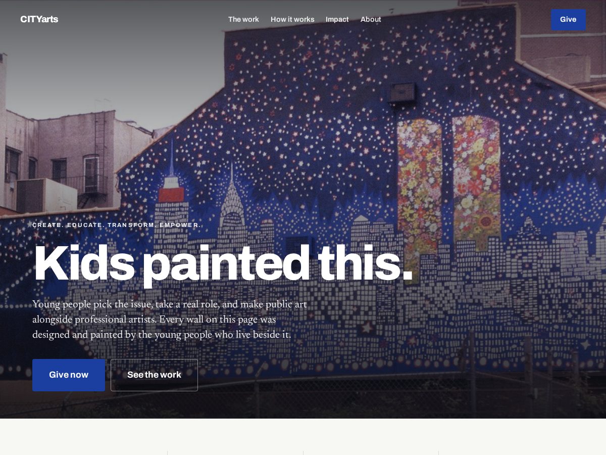 Landing-page snapshot of cityarts.live