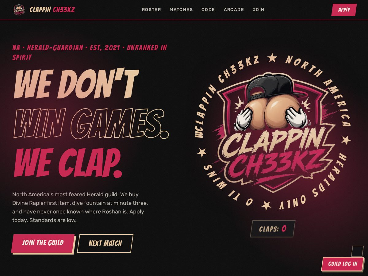 Landing-page snapshot of clappinch33kz.com