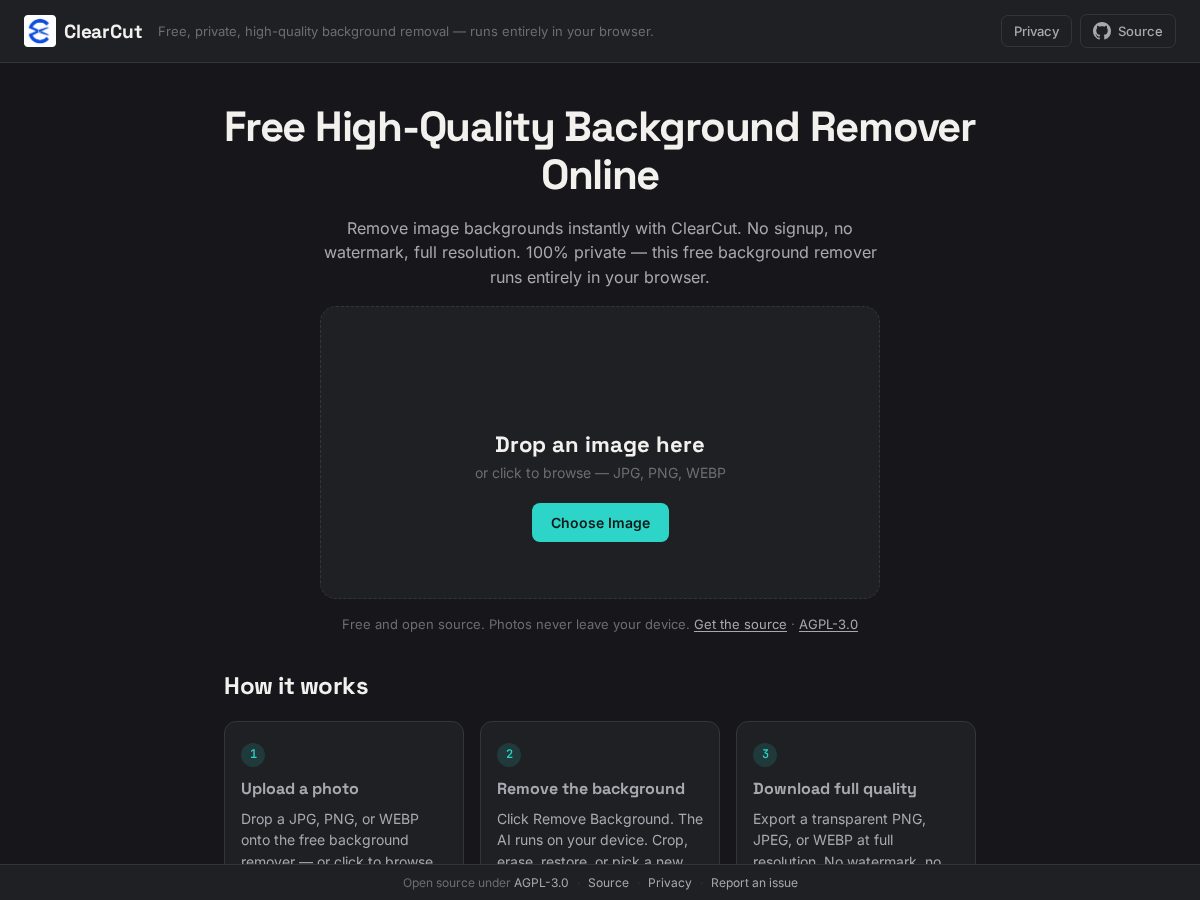 Landing-page snapshot of clearcutremover.com