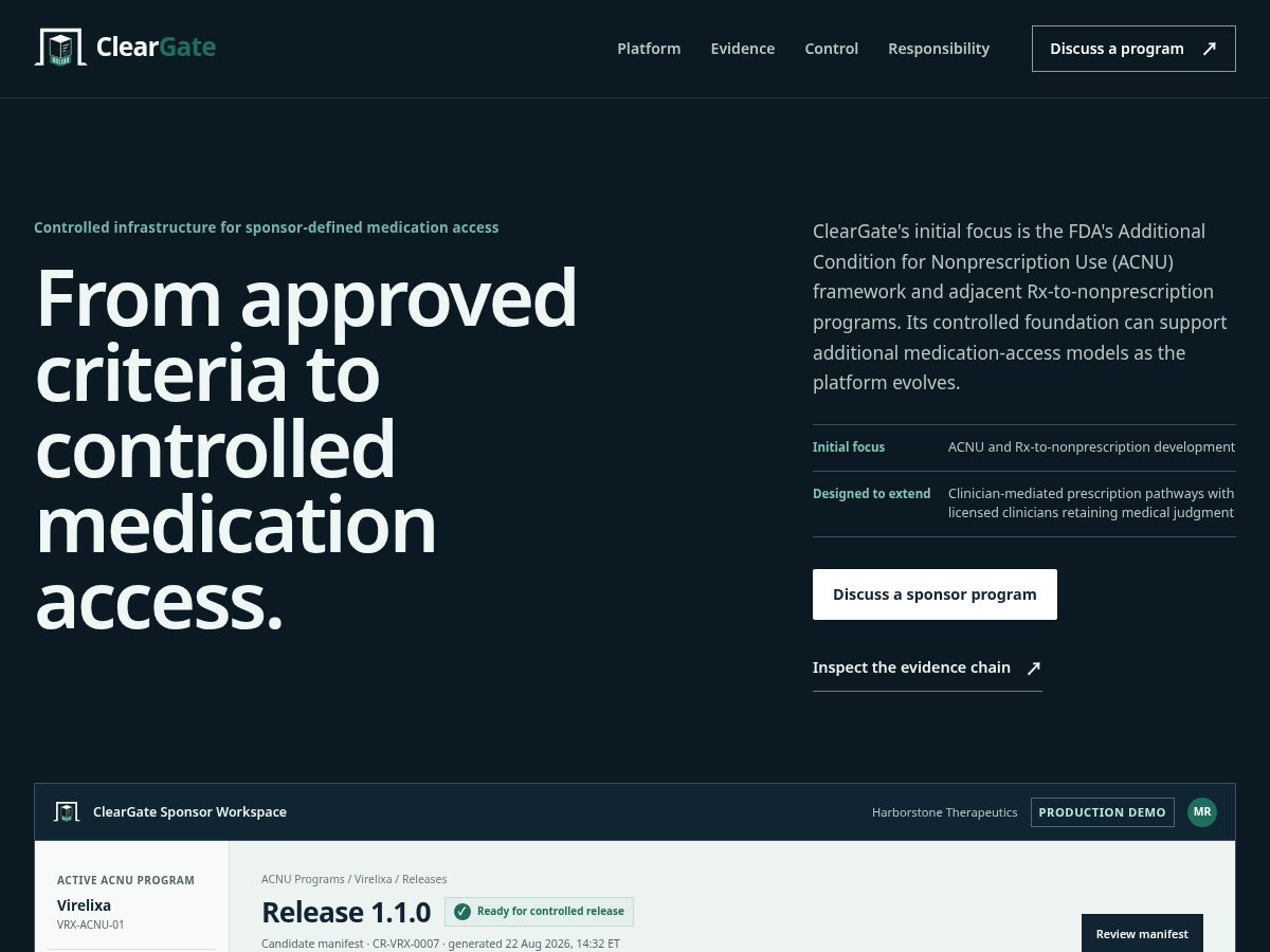 Landing-page snapshot of cleargateaccess.com