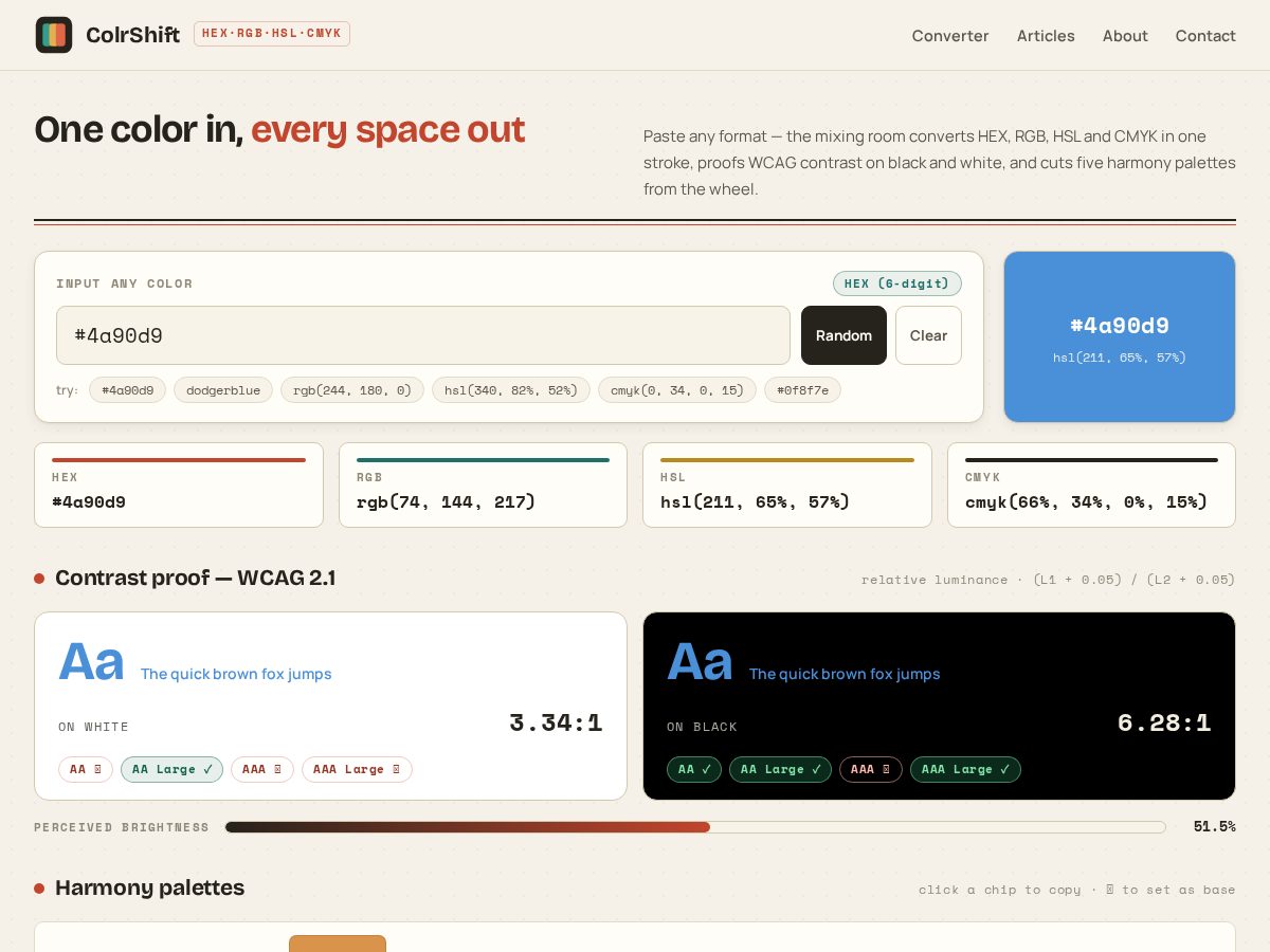 Landing-page snapshot of colrshift.com
