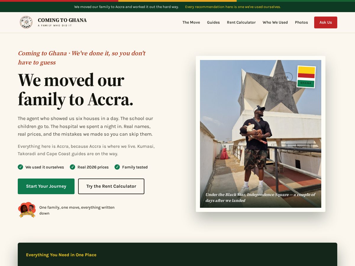 Landing-page snapshot of comingtoaccra.com