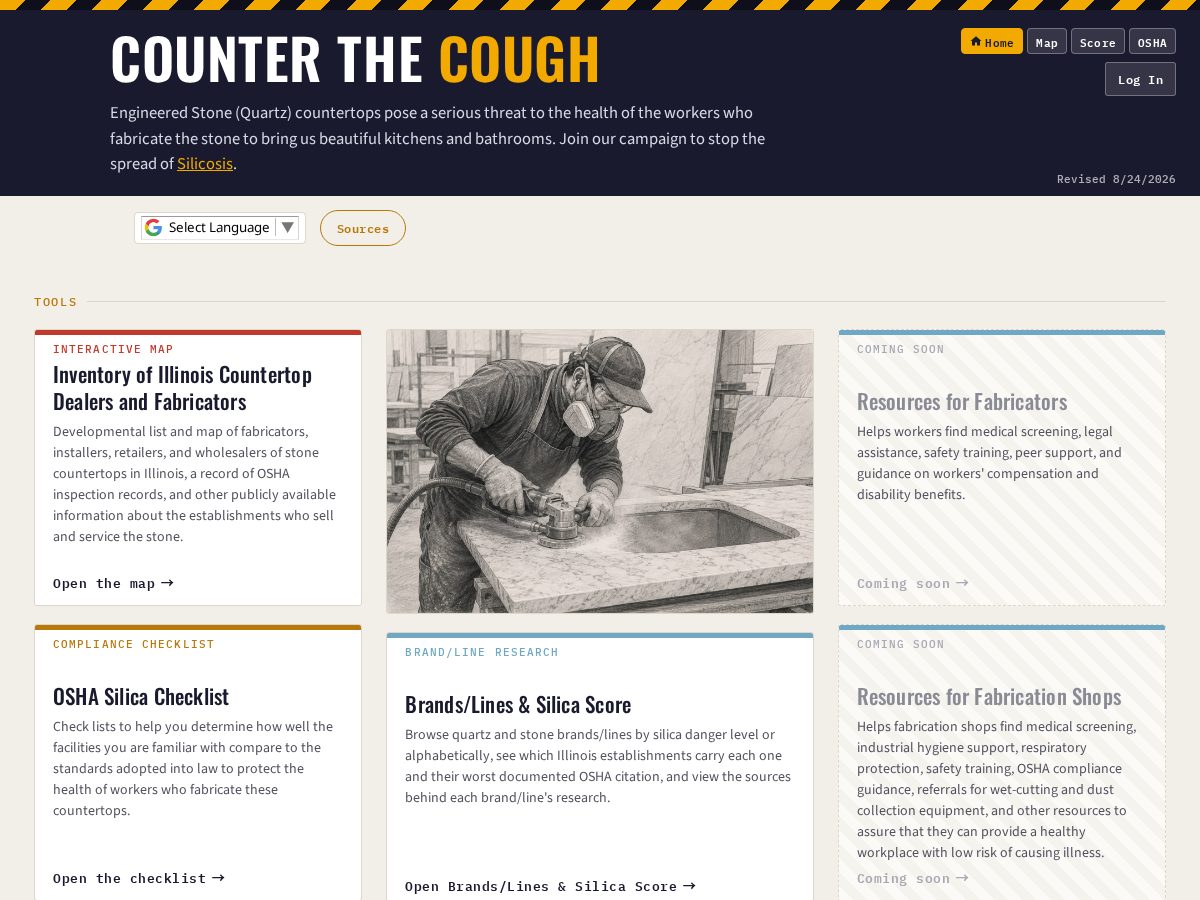 Landing-page snapshot of counterthecough.org