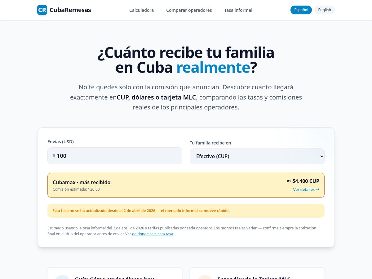 Landing-page snapshot of cubaremesa.org