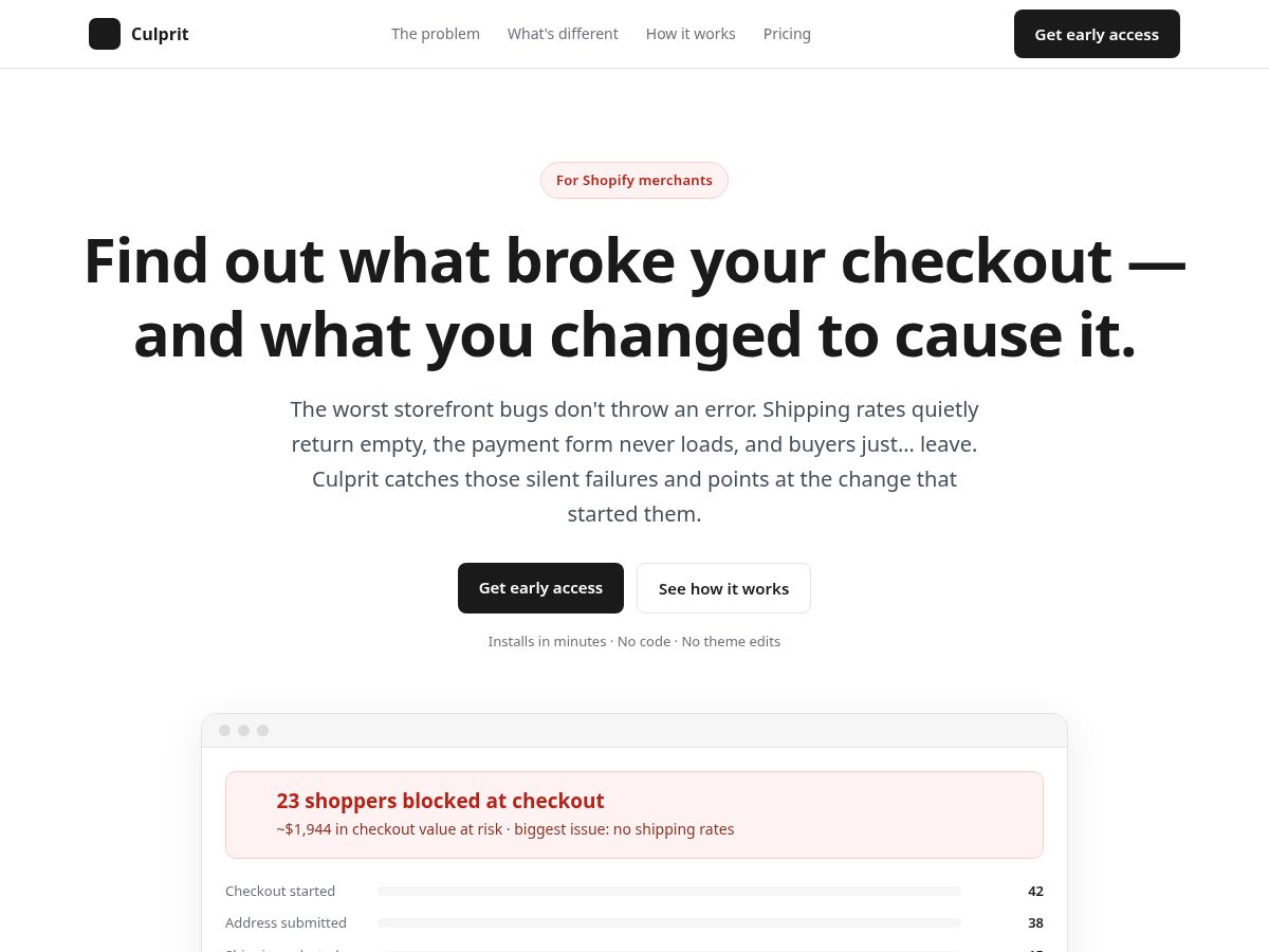 Landing-page snapshot of culprithq.com