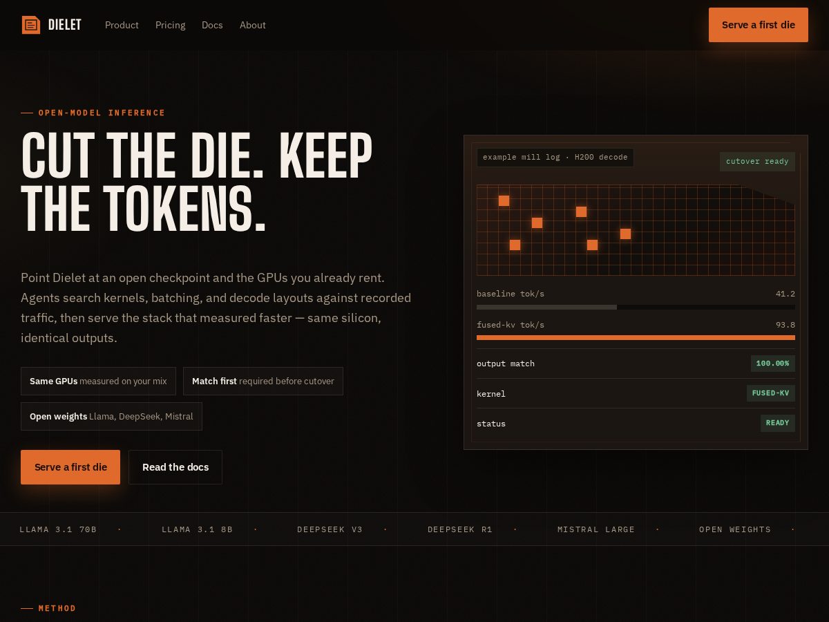 Landing-page snapshot of dielet.website