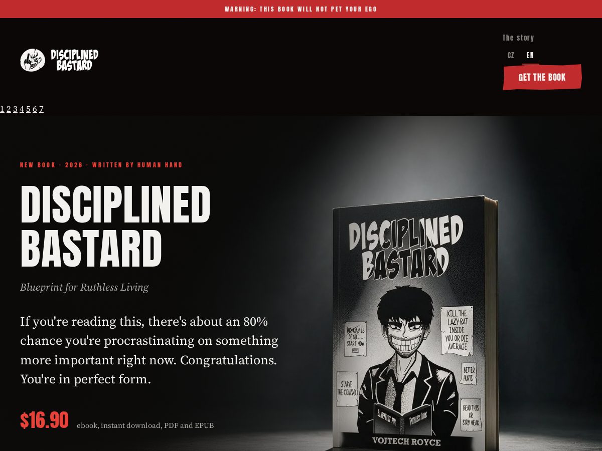Landing-page snapshot of disciplinedbastard.com