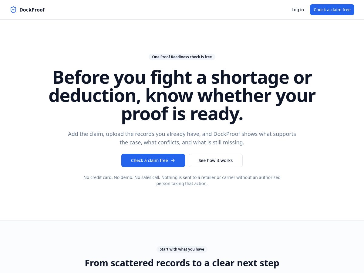 Landing-page snapshot of dockproofit.com