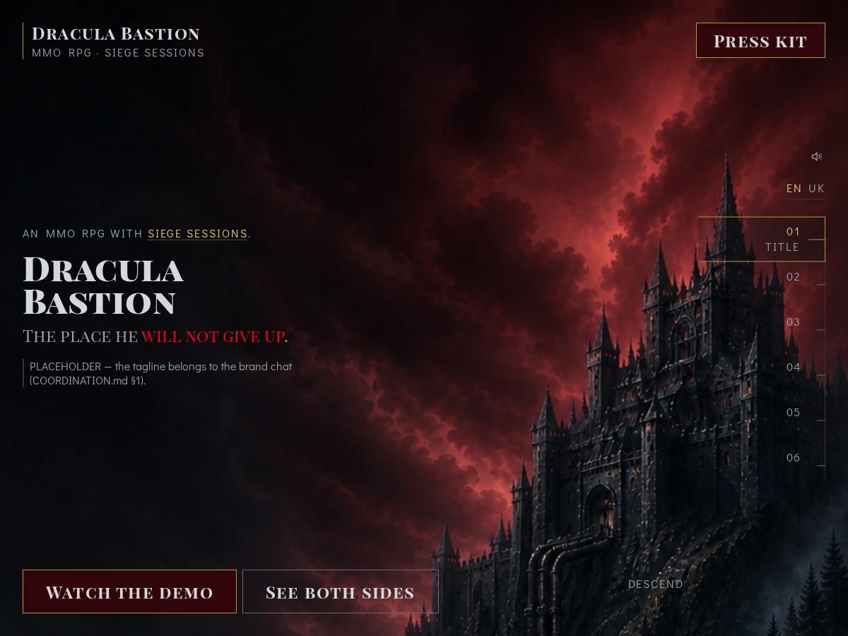 Landing-page snapshot of draculabastion.com