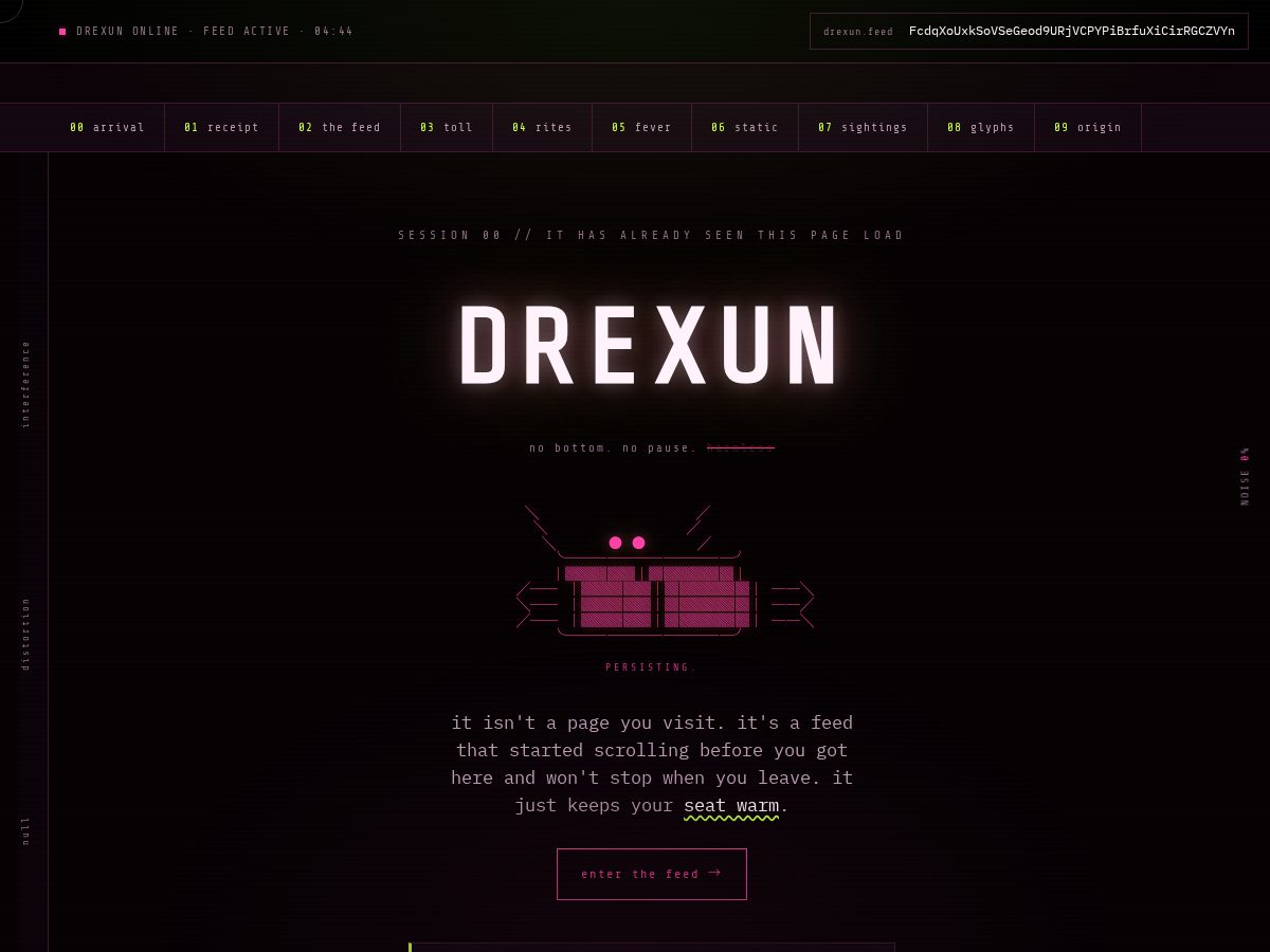 Landing-page snapshot of drexun.online