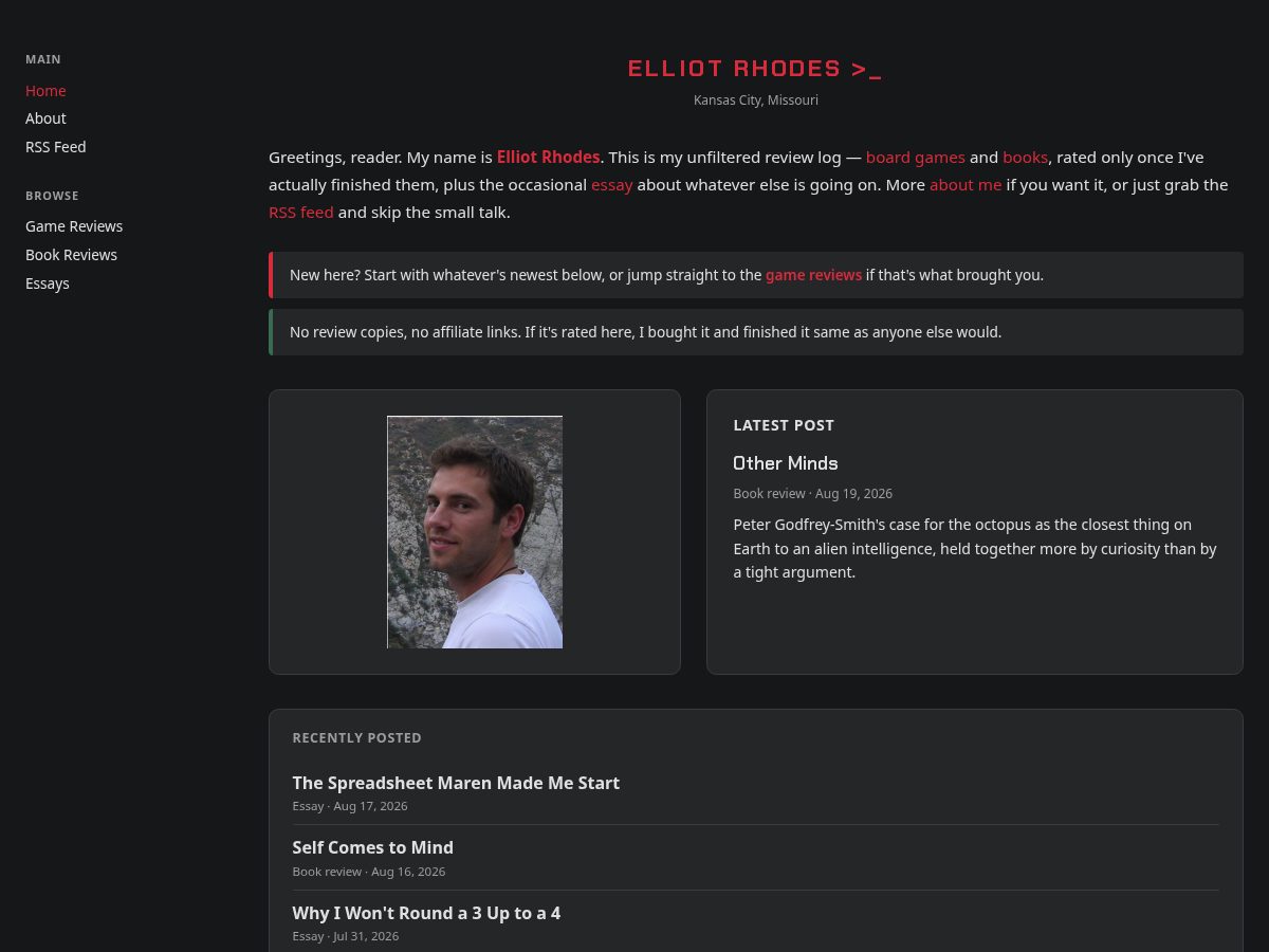 Landing-page snapshot of elliotunfiltered.com