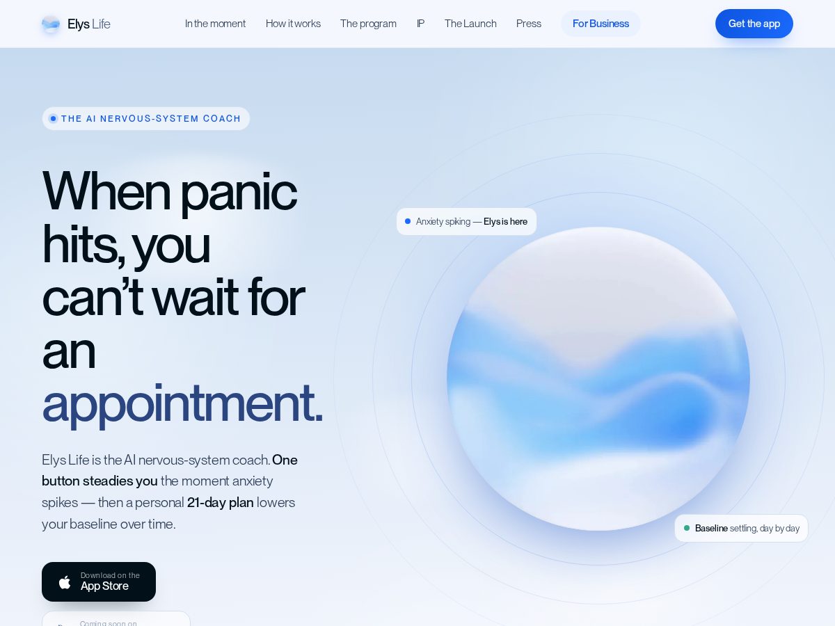 Landing-page snapshot of elysmena.com