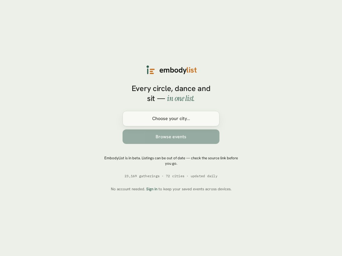 Landing-page snapshot of embodylist.com