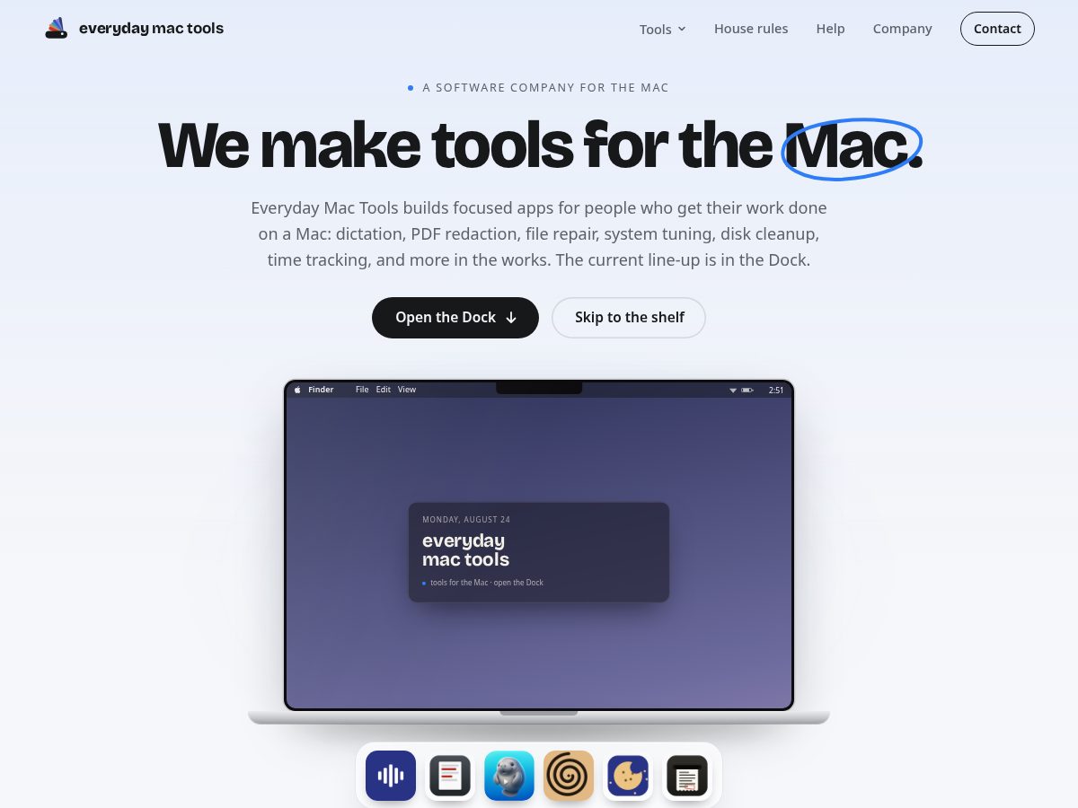 Landing-page snapshot of everydaymactools.com