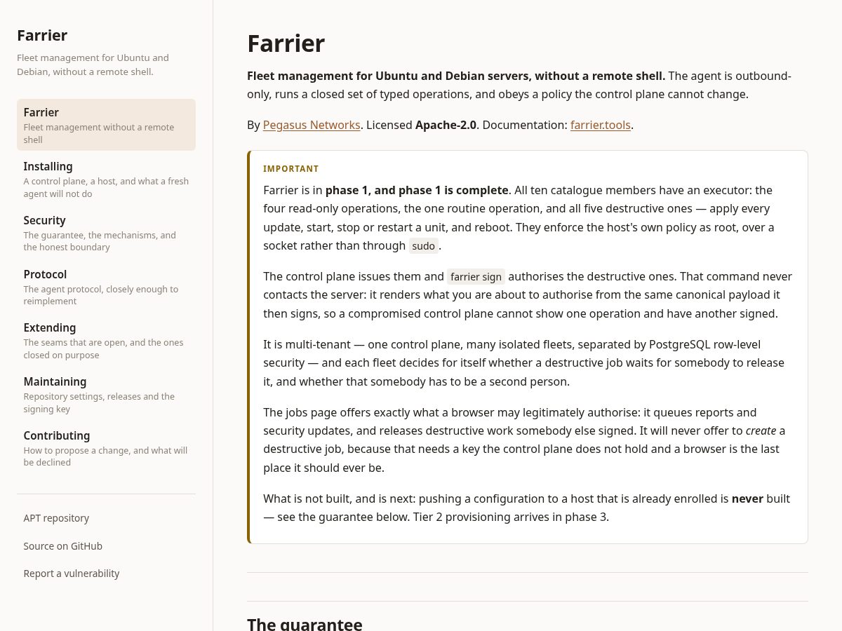 Landing-page snapshot of farrier.tools