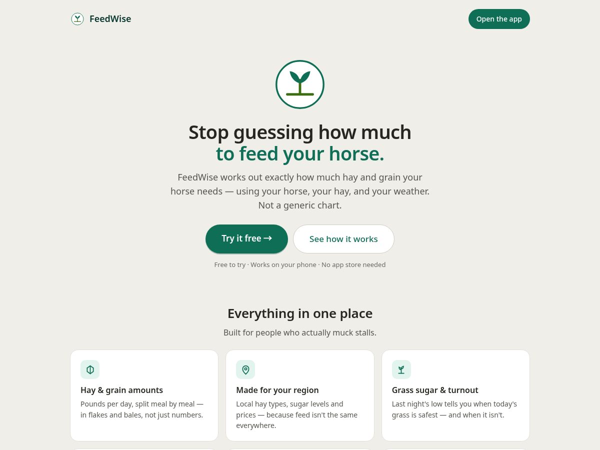 Landing-page snapshot of feed-wise.com
