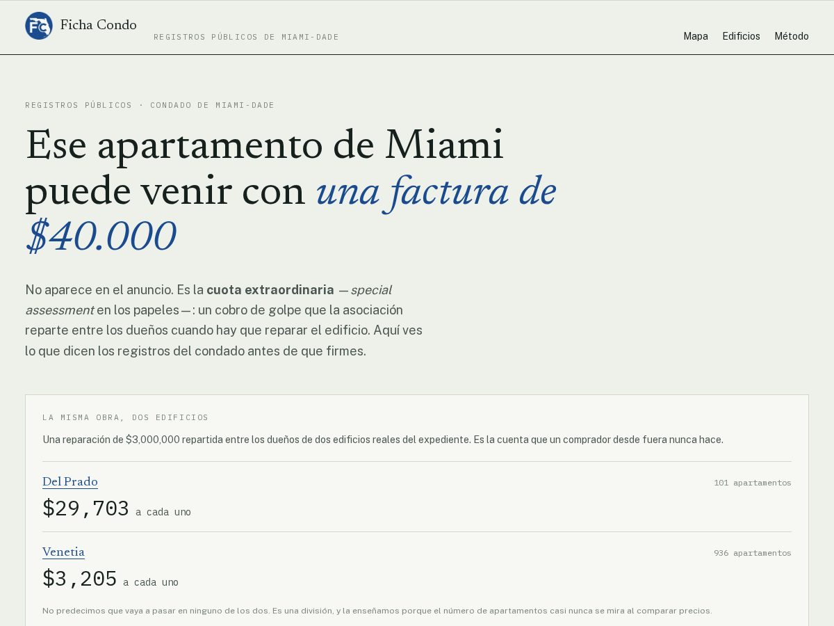 Landing-page snapshot of fichacondo.com
