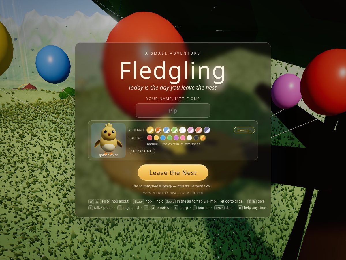 Landing-page snapshot of fledglinggame.com