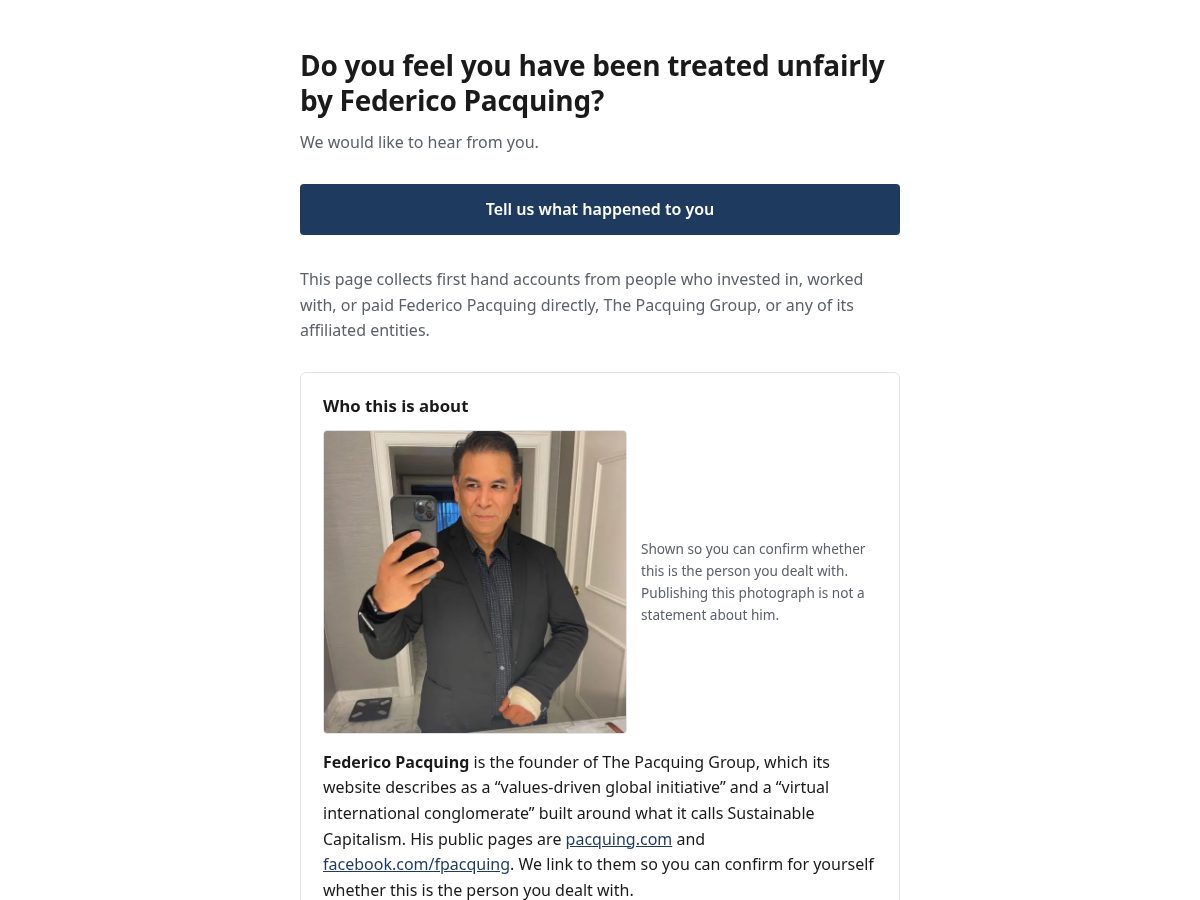 Landing-page snapshot of fpacquinginquiry.com