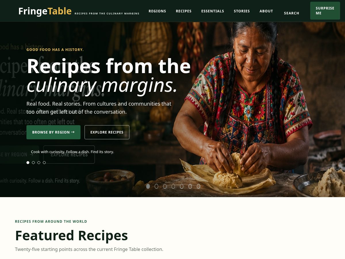 Landing-page snapshot of fringetable.com