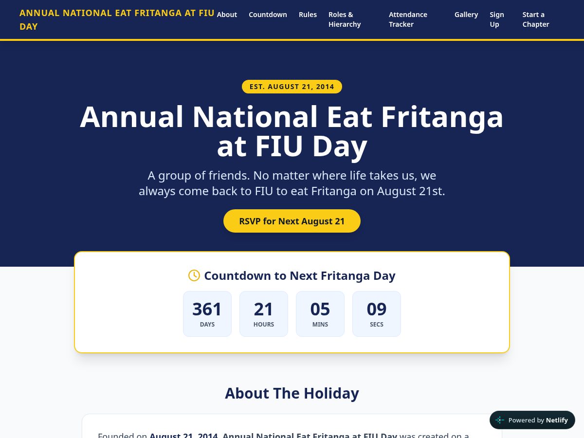 Landing-page snapshot of fritangaday.com