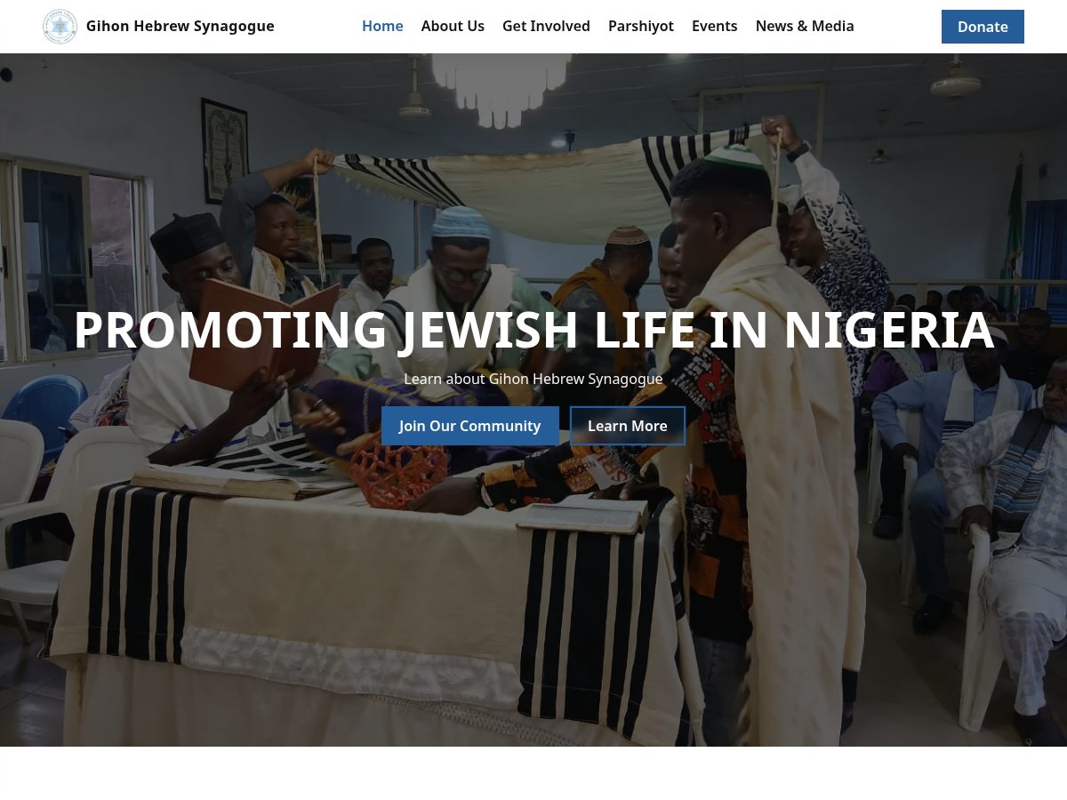Landing-page snapshot of gihonhebrewsynagogue.com