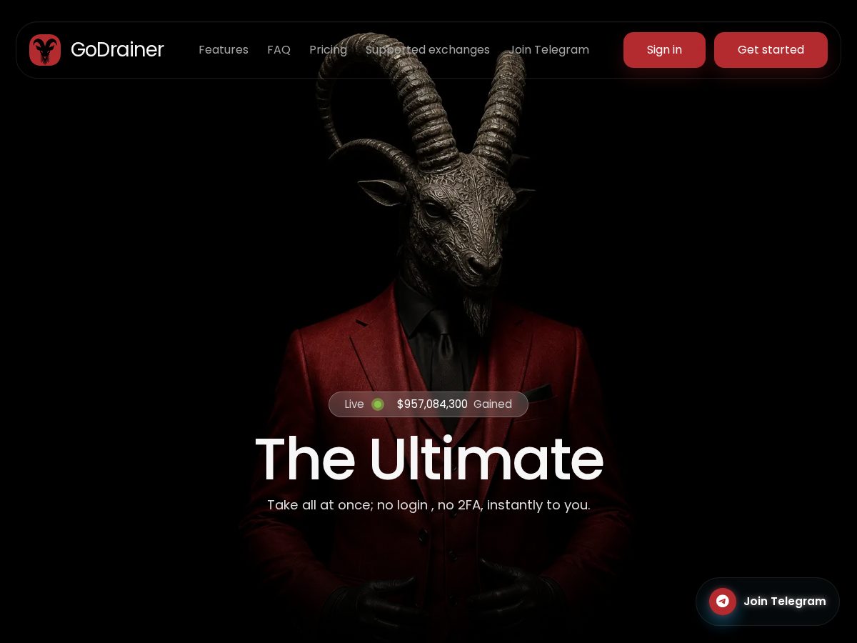 Landing-page snapshot of godrainer.shop