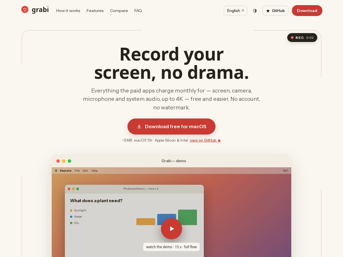 Landing-page snapshot of grabi.net