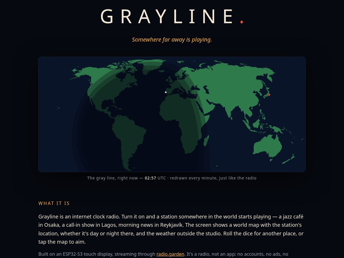 Landing-page snapshot of graylineradio.com