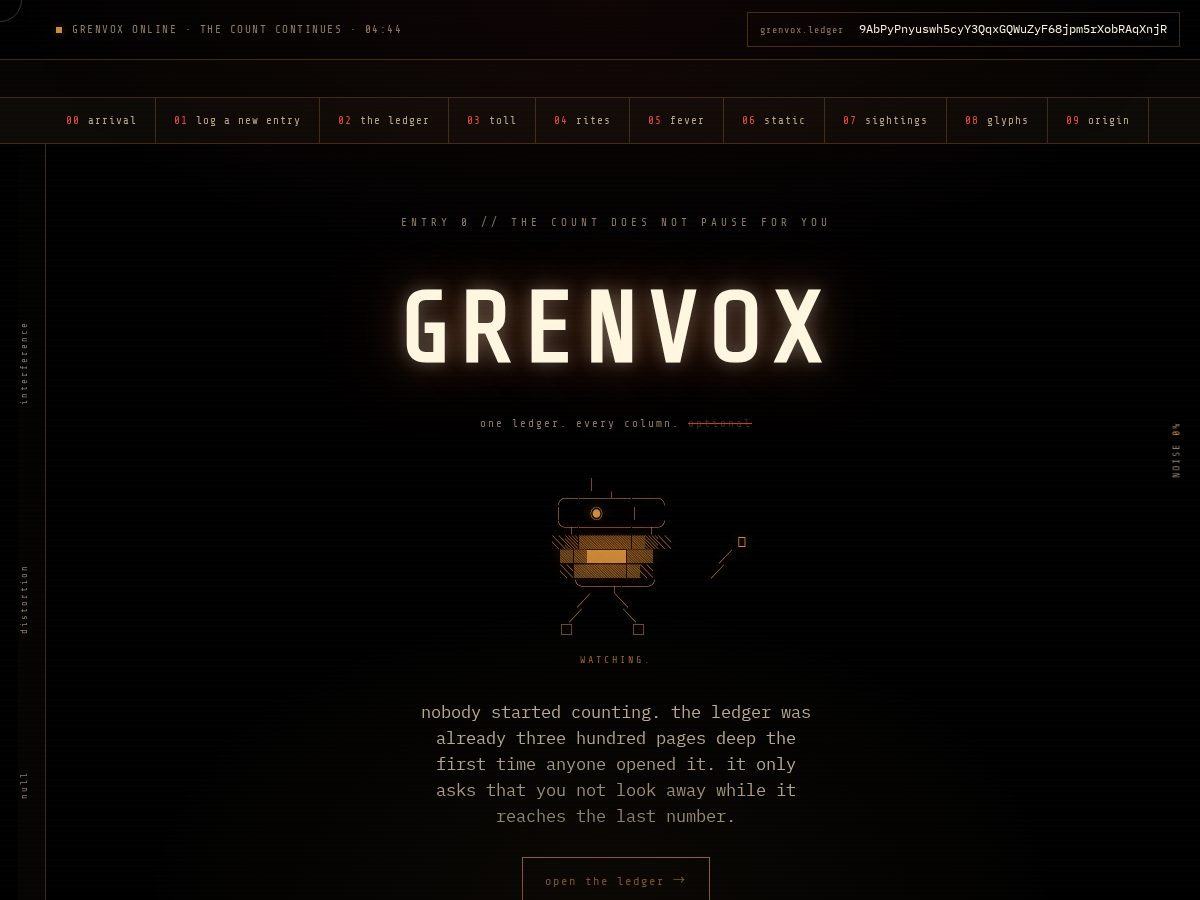 Landing-page snapshot of grenvox.xyz
