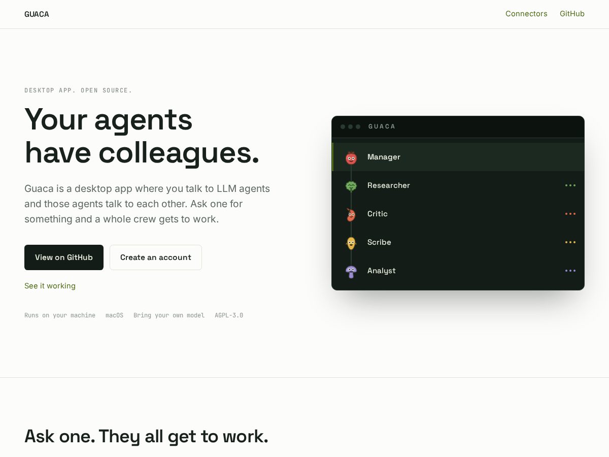 Landing-page snapshot of guaca.bot