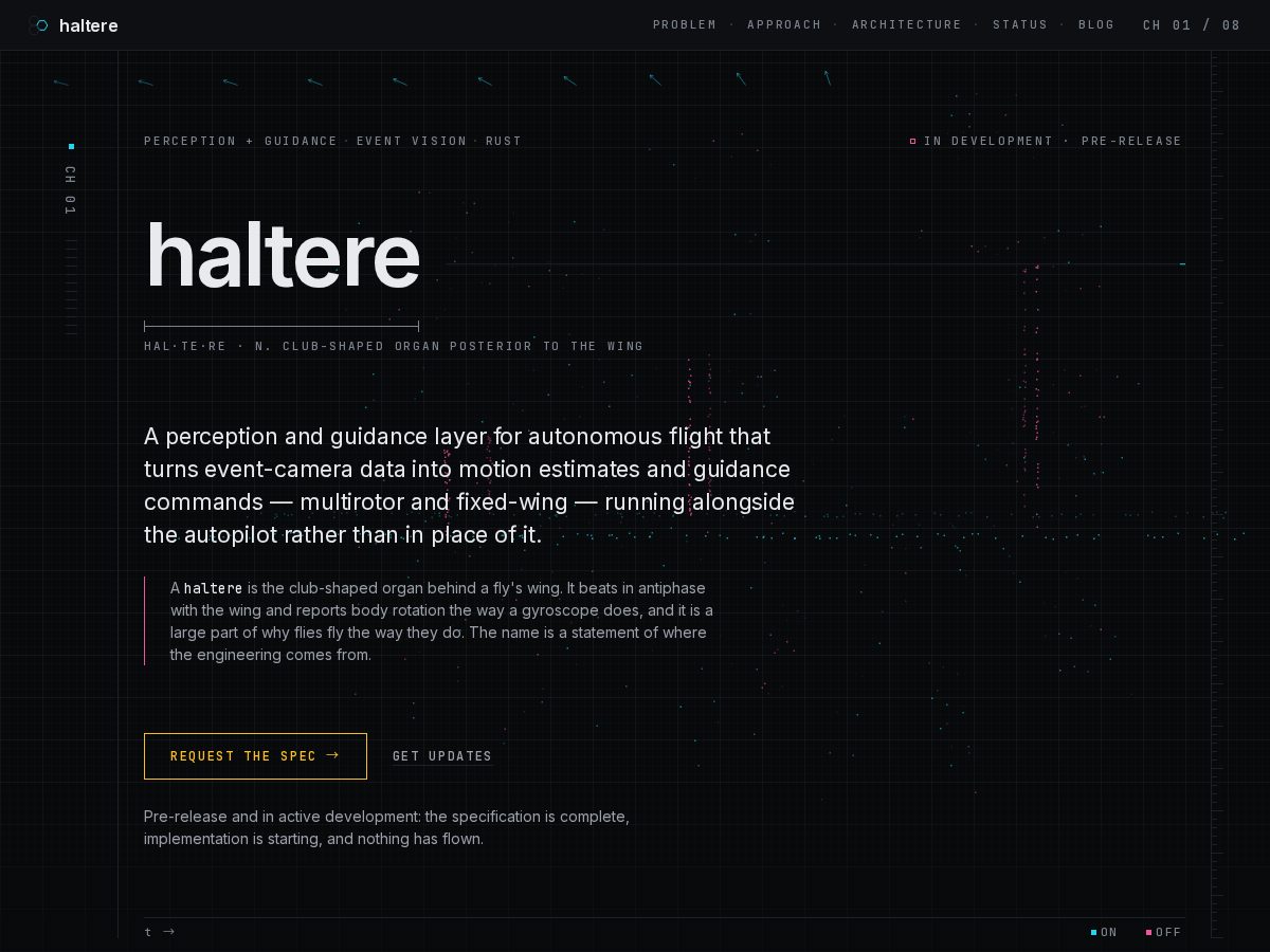 Landing-page snapshot of haltere.xyz