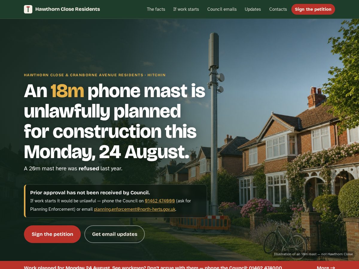 Landing-page snapshot of hawthornclose.com