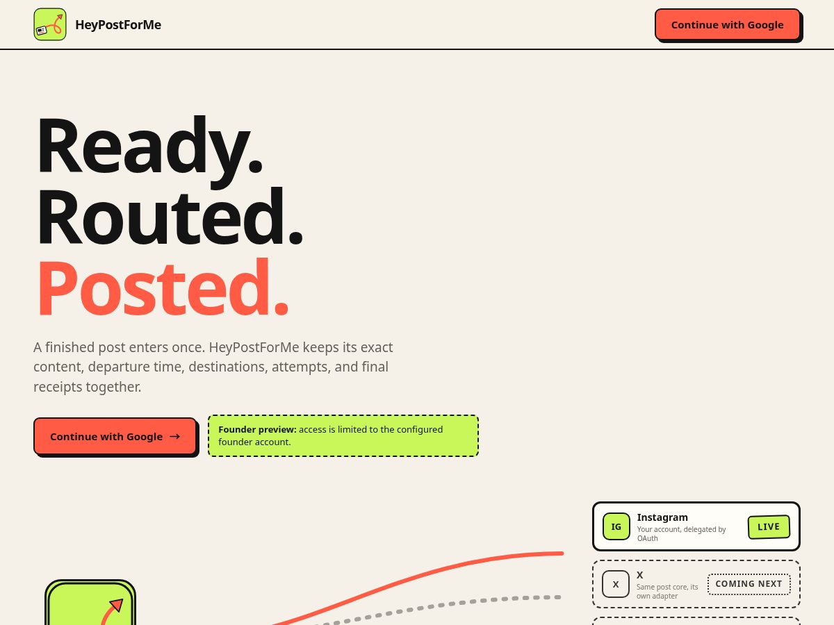 Landing-page snapshot of heypostforme.com