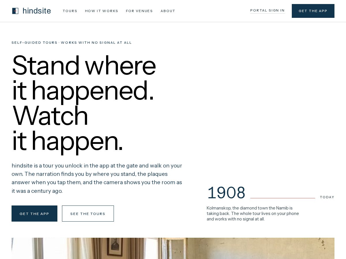 Landing-page snapshot of hindsite.mobi