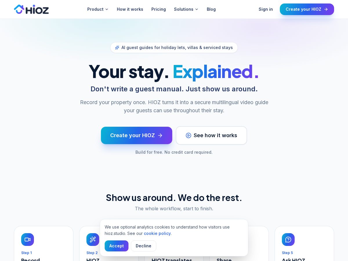 Landing-page snapshot of hioz.studio